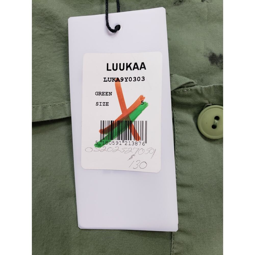 Luukaa Jacket Sz 5 Long sleeve Green W Side Zipper Asymmetrical Collared Relaxed - Picture 6 of 7